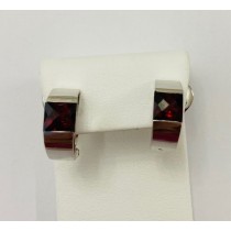 Square Red Garnet Earrings 18120