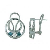Three Stone Blue and White Diamond Earrings 21730