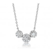 Three Stone Diamond Cluster Necklace 29195