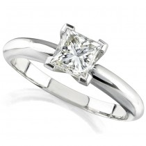 14k White Gold 1/5 Ct. Solitaire Princess Cut Diamond Ring