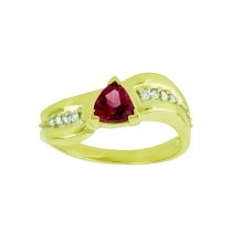 Trillion Cut Rhodolite Garnet and Diamond Ring 23645
