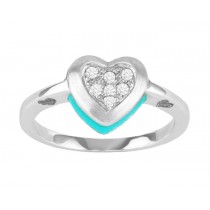 Turquoise and Diamond Heart Shaped Ring 15571