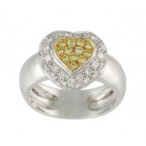 Yellow and White Diamond Heart Ring 10495