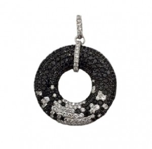 Black and White Diamond Circle Pendant 28849