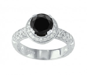 Black and White Diamond Halo Engagement Ring Top 10676