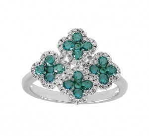 Blue and White Diamond Cluster Ring 25387