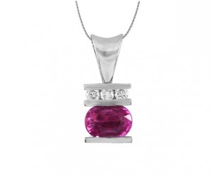 Channel Set Pink Sapphire and Diamond Pendant 17266
