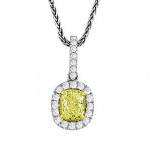 Cushion Cut Fancy Yellow Diamond Pendant 22504