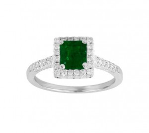 Emerald Cut Emerald and Diamond Ring 23744