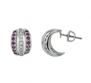 Féraud Pink Sapphire and Diamond Semi Hoop Earrings FR04BE001