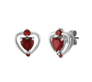 Heart Shape Red Stone Stud Earrings 24658