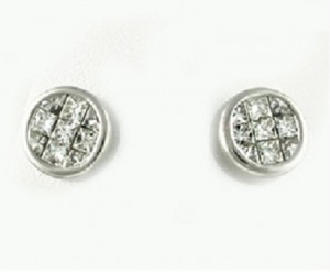 Invisible Set Princess Cut Diamond Earrings 10253
