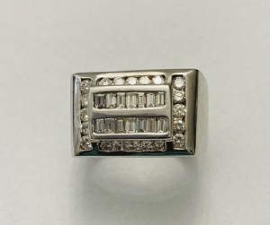 Mens Baguette and Round Diamond Ring 24463