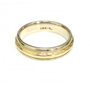 Mens Two Tone Textured Wedding Ring 16994