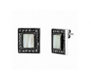 Mother of Pearl and Marcasite Stud Earrings 24662
