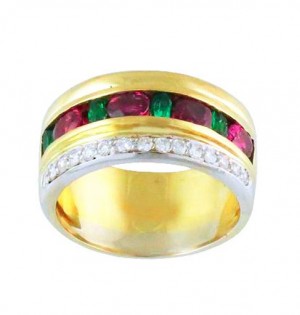 Multi Gemstone and Diamond Ring 15583