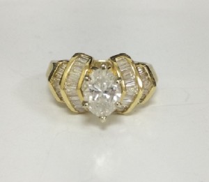 Oval and Baguette Diamond Ring 20267-20268