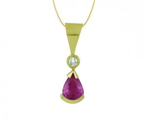 Pear Shape Pink Sapphire and Diamond Pendant 17262