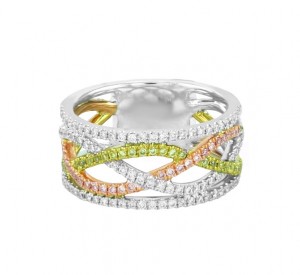 Pink, Yellow and White Diamond Infinity Ring 23974