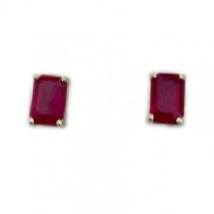 Rectangular Ruby Stud Earrings 18134