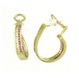 Ruby and Diamond In and Out Hoop Earrings 18124