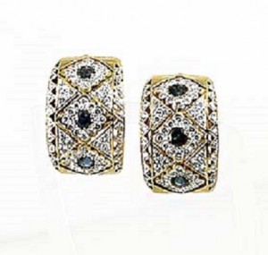 Sapphire and Diamond Filigree Earrings 17245