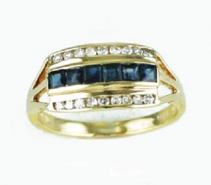 Square Sapphire and Diamond Ring 21125