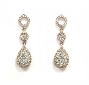 Teardrop Shape Diamond Cluster Dangle Earrings 25576