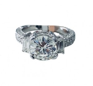 Three Stone Round and Baguette Diamond Ring 28857-28737