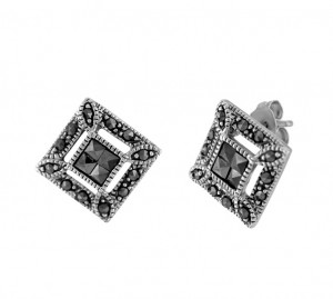 Tilted Marcasite Stud Earrings 24661