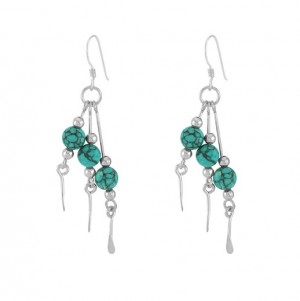 Triple Drop Turquoise Bead Earrings 24678