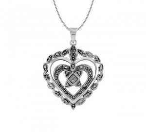 Triple Heart Marcasite Pendant 25217