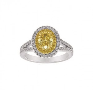 Yellow and White Diamond Halo Ring Top 23979