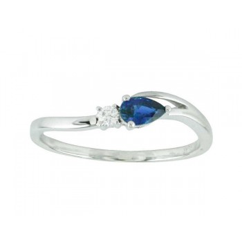 Blue Sapphire and Diamond Ring 16255