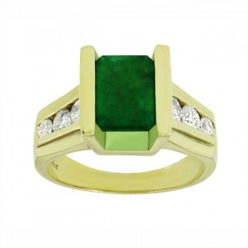 Channel-Set Emerald and Diamond Ring 23935