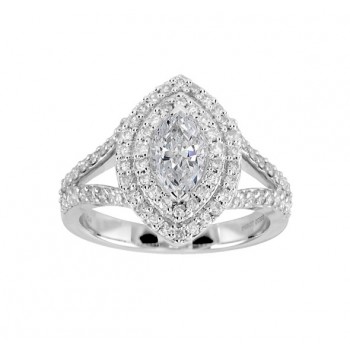 Double Halo Marquise Diamond Ring Top 23426