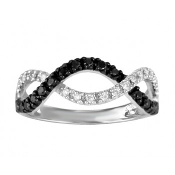 Infinity Twist Black and White Diamond Ring 21397
