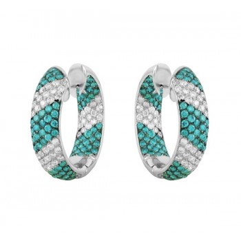 Inside Out Blue and White Diamond Hoop Earrings 10126