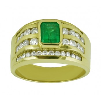 Mens Emerald and Diamond Ring 17919