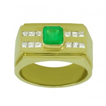 Mens Emerald and Diamond Ring 17920