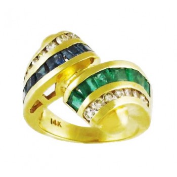 Multi Gemstone and Diamond Ring 12187