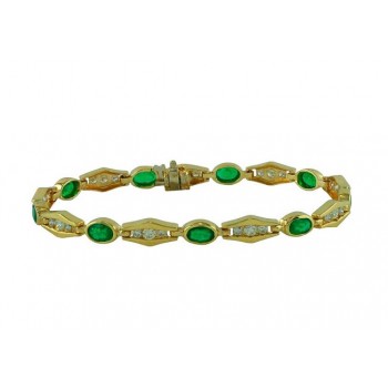 Oval Emerald and Diamond Bracelet 14638