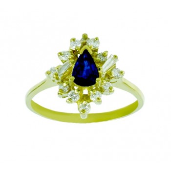 Pear Shape Sapphire and Diamond Ring 22695