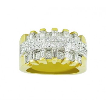 Princess and Baguette Cut Diamond Ring 12190
