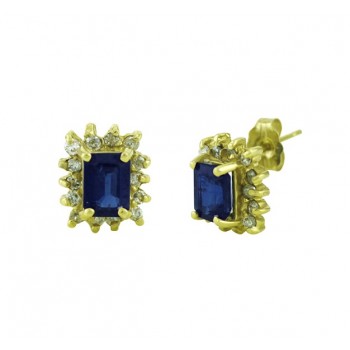 Rectangular Shape Sapphire and Diamond Earrings 18779