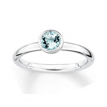 Round Blue Topaz Solitaire Ring 23236