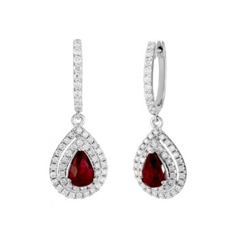 Ruby and Diamond Dangle Earrings 23741