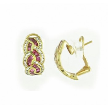 Ruby and Diamond Wave Earrings 18121