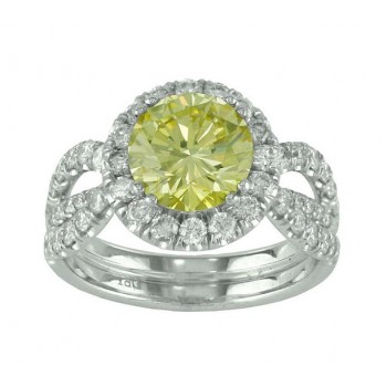 Split Shank Yellow and White Diamond Ring Top 18795