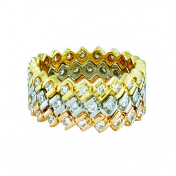 Tricolor Diamond Stacked Ring 23139